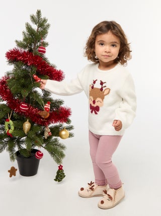 Gebreide legging met geruwde binnenzijde van effen katoen