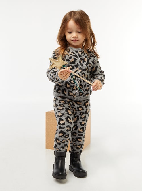 Gebreide legging met luipaardprint - Kiabi