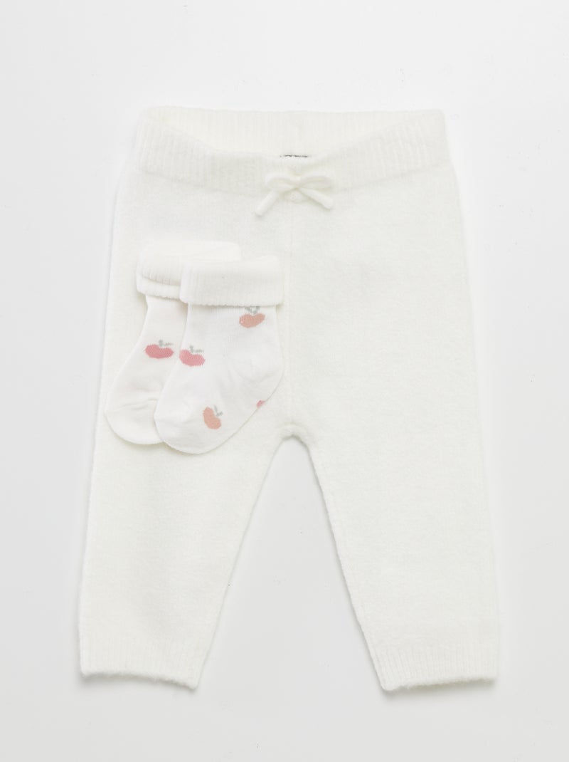 Gebreide legging + sokjes WIT - Kiabi