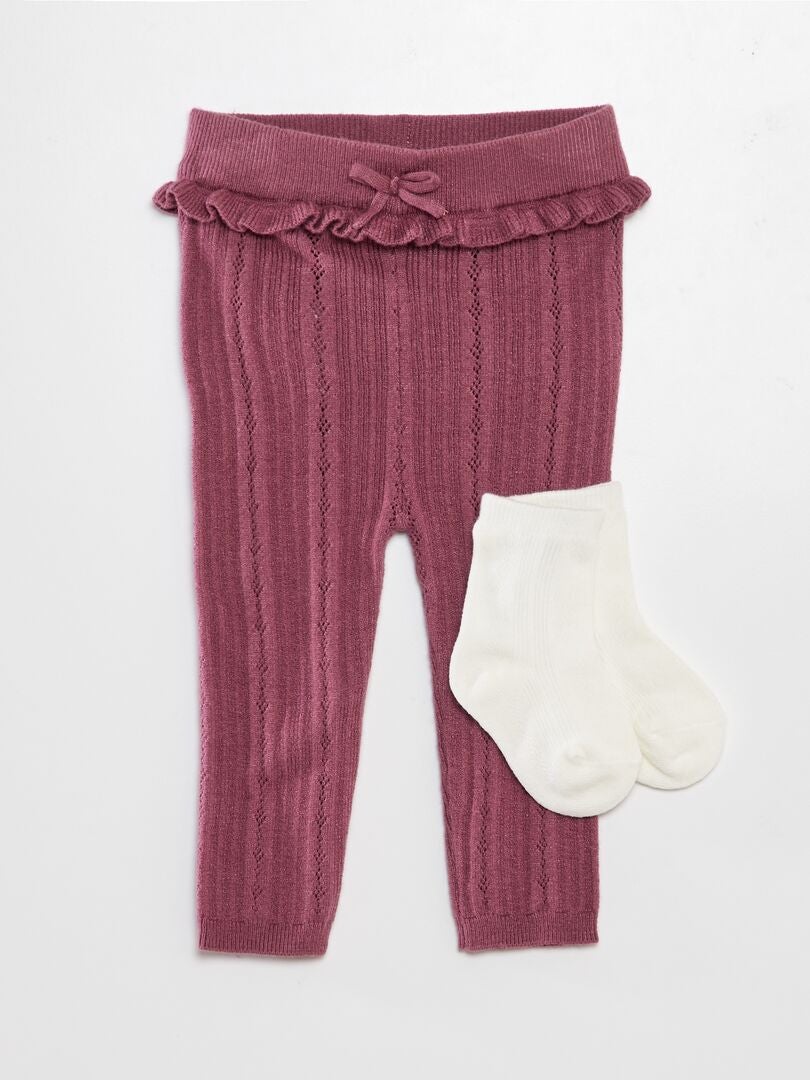 Gebreide legging van ajourtricot + sokken
