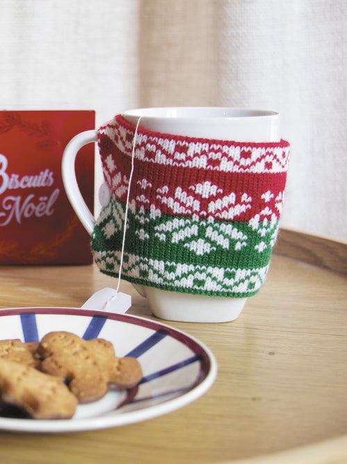 Gebreide mokwarmer in kerstthema - Kiabi
