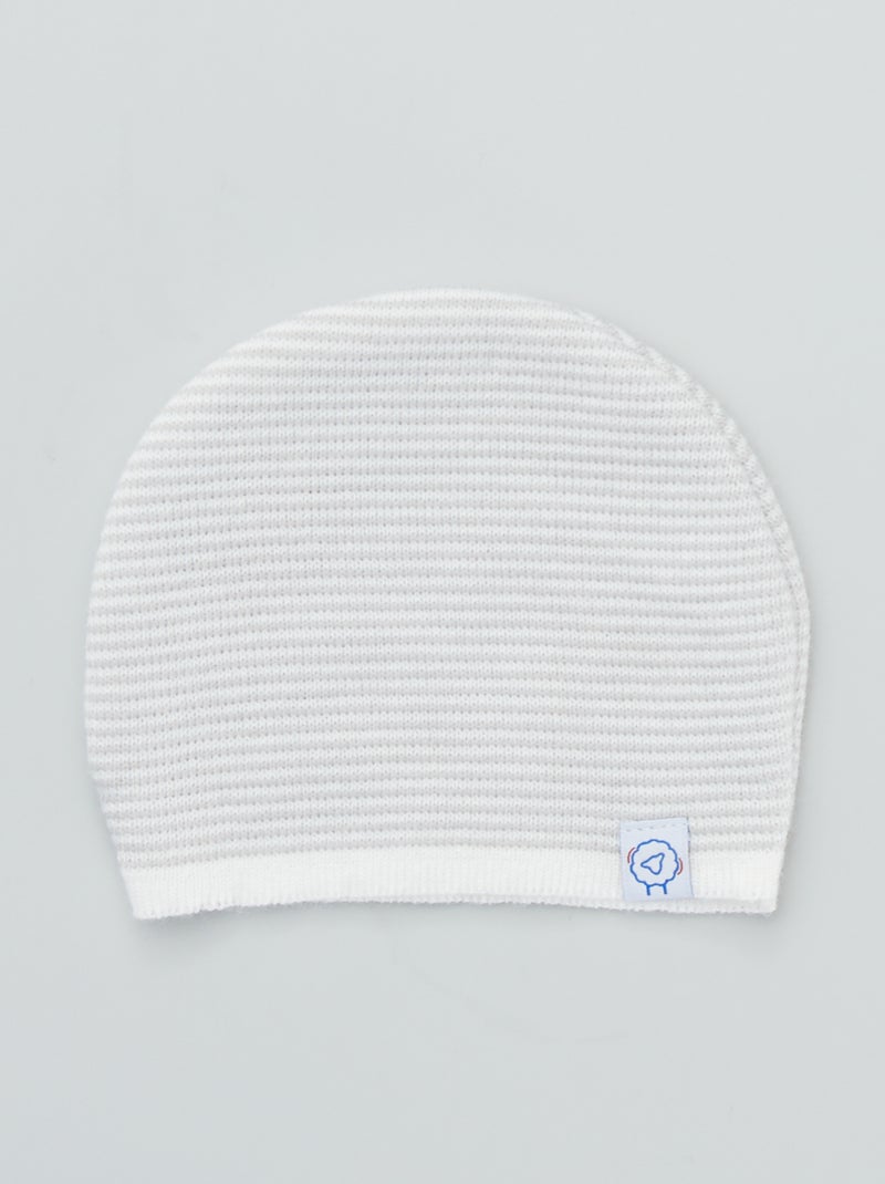 Gebreide muts 'La Manufacture de Layette' gebroken wit / grijs - Kiabi