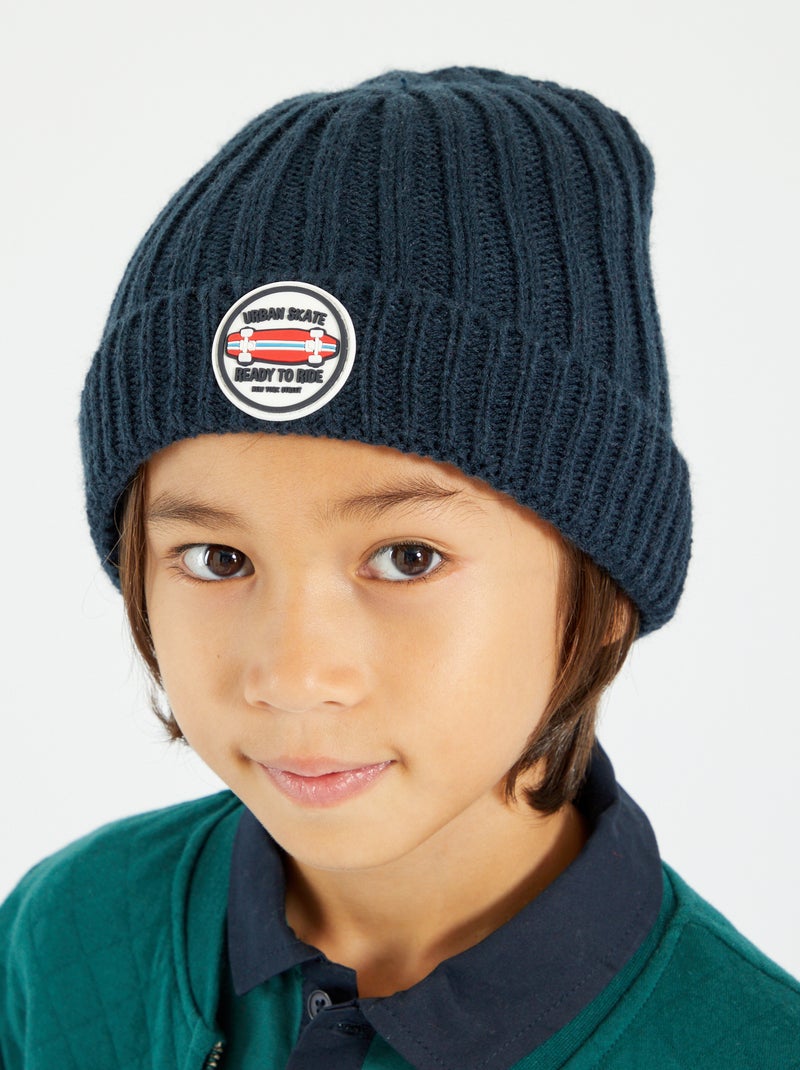 Gebreide muts 'Urban skate' BLAUW - Kiabi