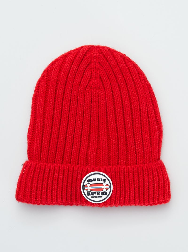 Gebreide muts 'Urban skate' rood - Kiabi