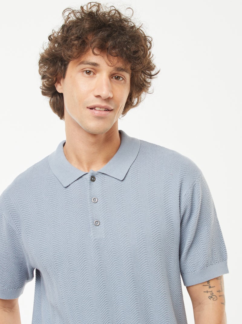Gebreide polo met korte mouw Blauw - Kiabi