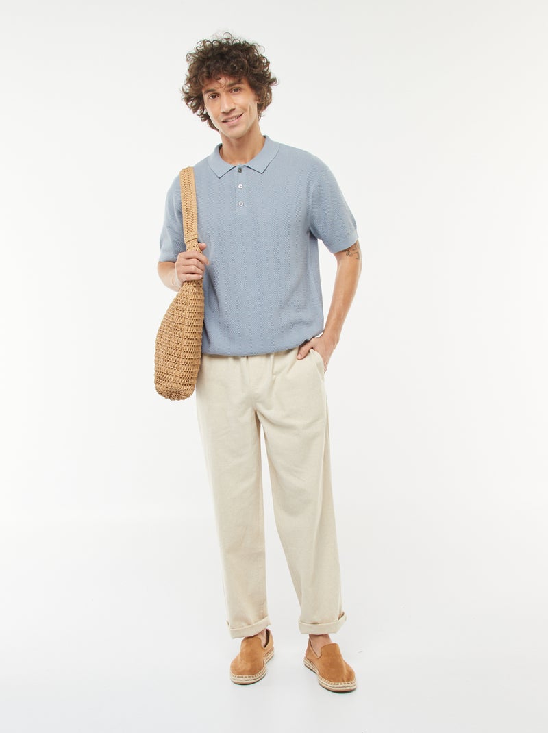 Gebreide polo met korte mouw Blauw - Kiabi