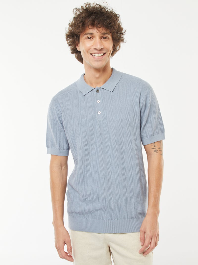 Gebreide polo met korte mouw Blauw - Kiabi