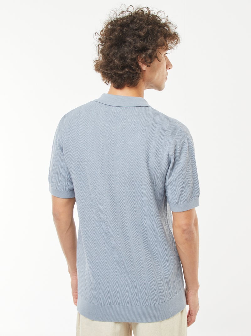 Gebreide polo met korte mouw Blauw - Kiabi