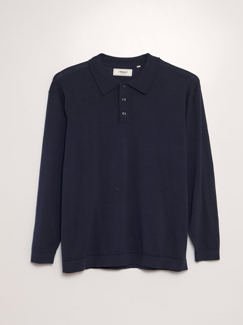Gebreide polo met lange mouwen BLAUW - Kiabi