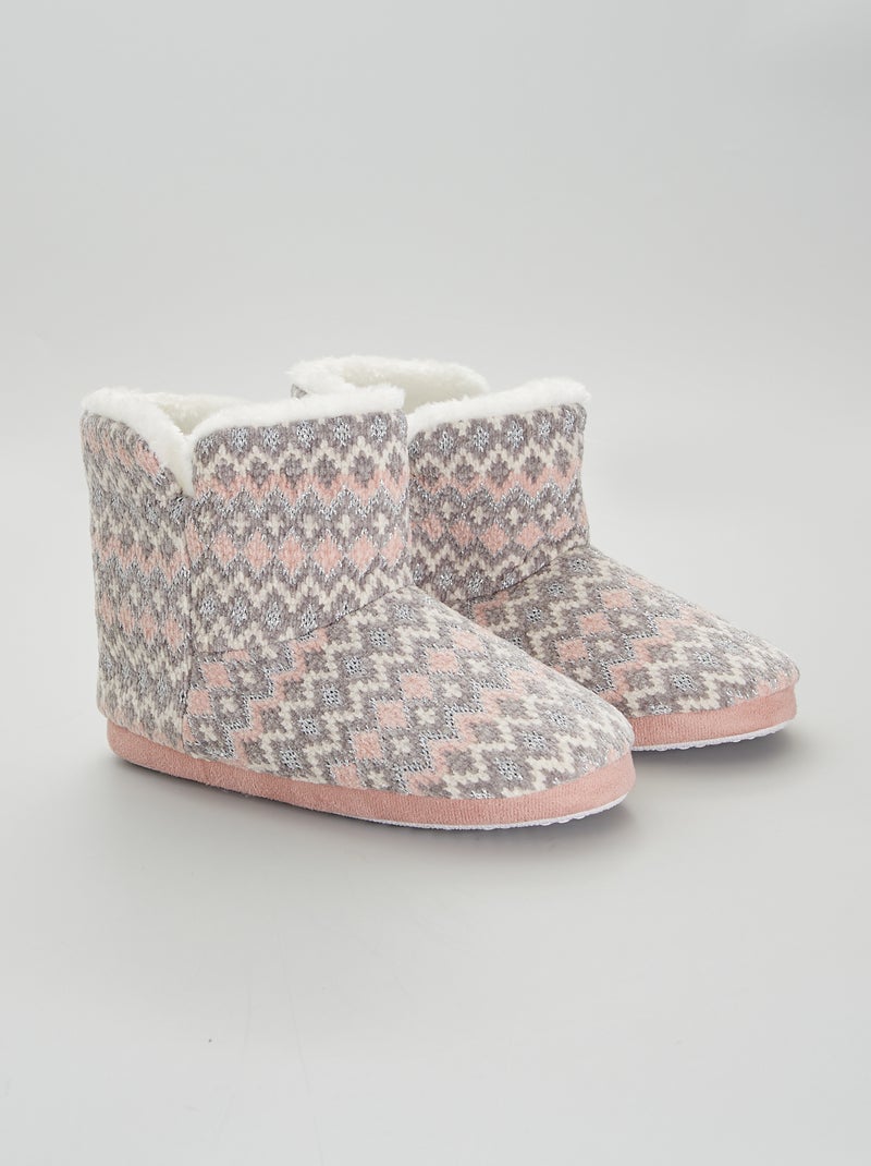 Gebreide sloffen van jacquard GRIJS - Kiabi