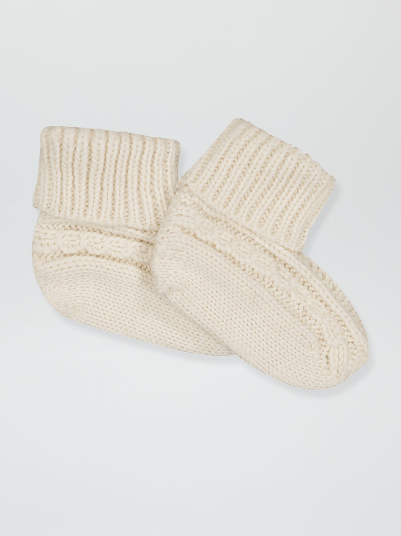 Gebreide slofjes beige - Kiabi