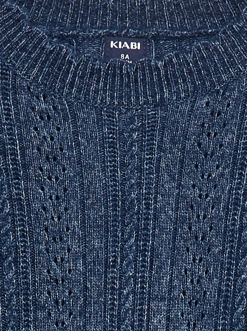 Gebreide trui-jurk met ajourmotief Blauw - Kiabi