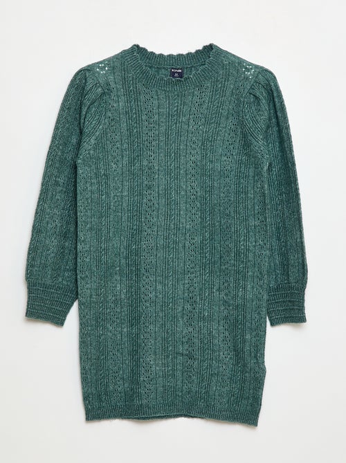 Gebreide trui-jurk met ajourmotief - Kiabi