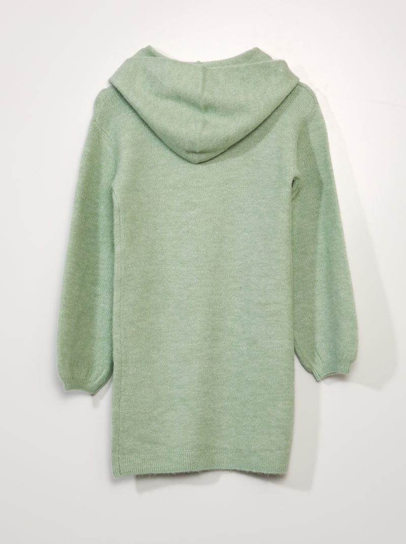 Gebreide trui-jurk met capuchon GROEN - Kiabi