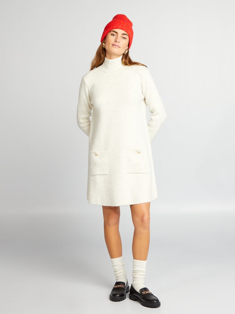 Gebreide trui-jurk WIT - Kiabi