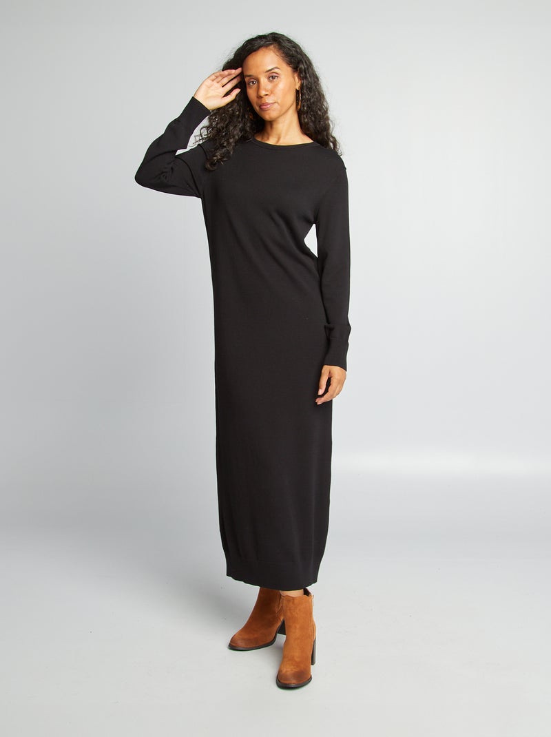 Gebreide trui-jurk zwart - Kiabi