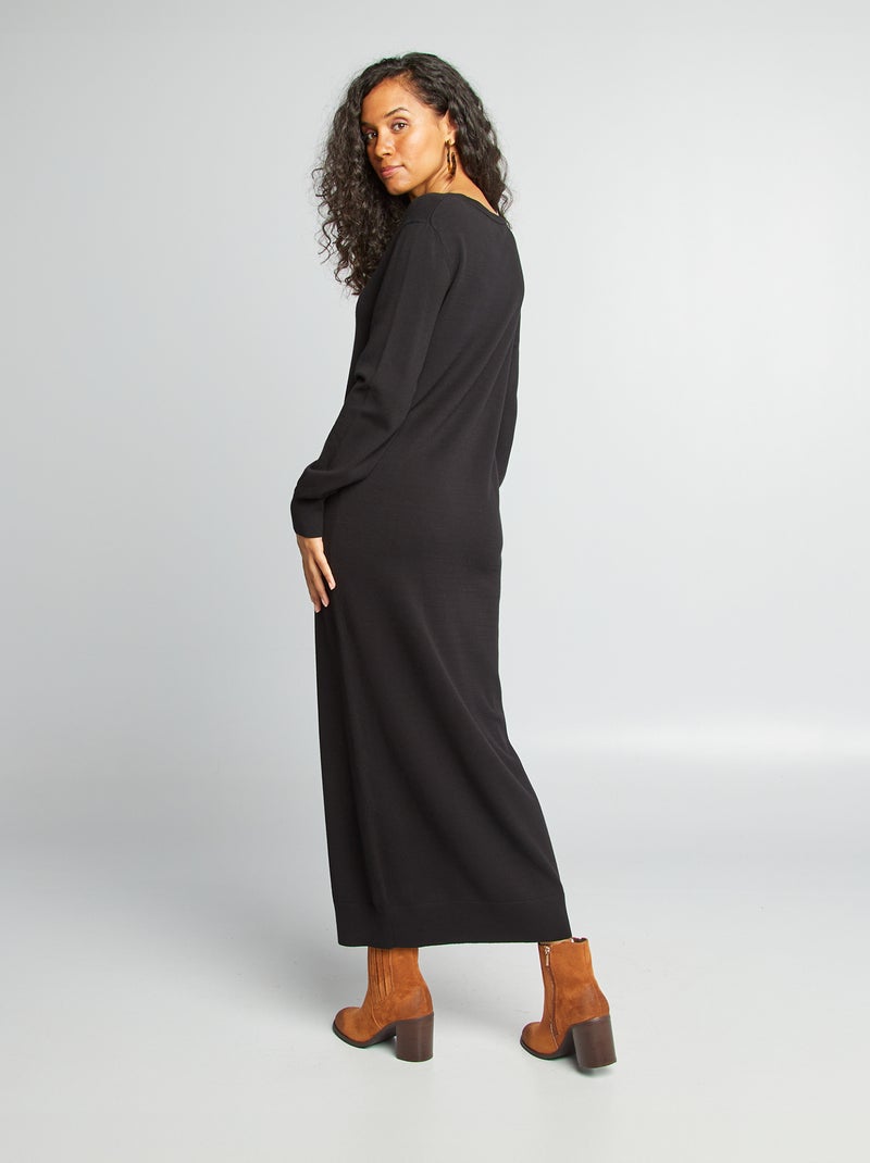 Gebreide trui-jurk zwart - Kiabi