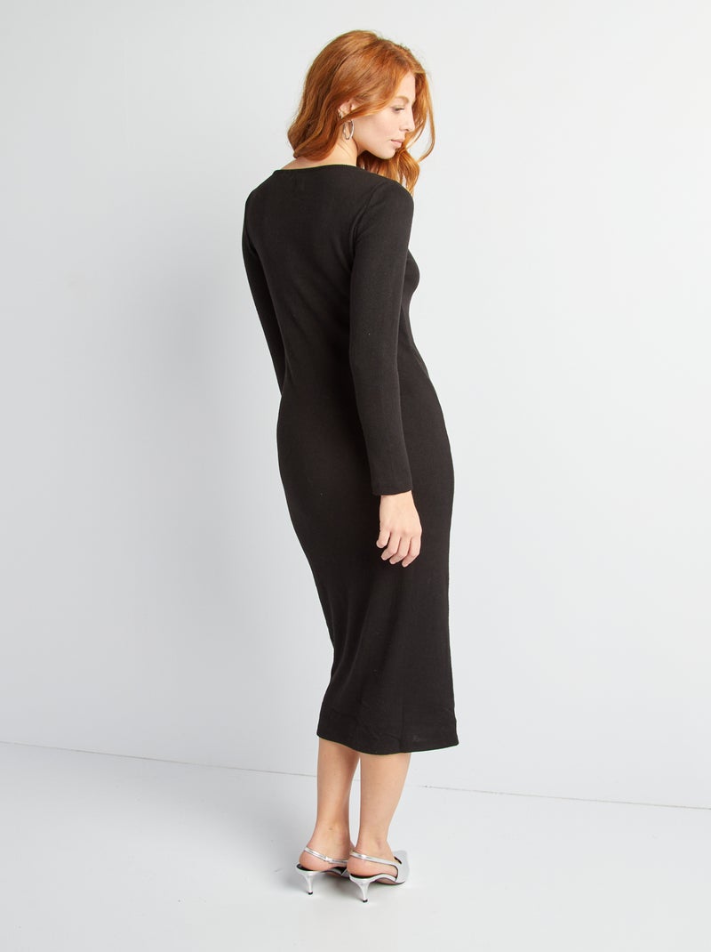 Gebreide trui-jurk zwart - Kiabi