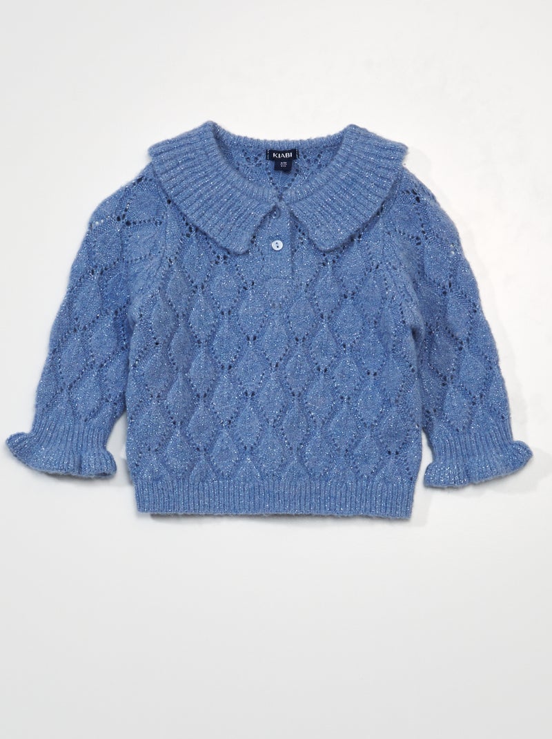 Gebreide trui met ajourmotief BLAUW - Kiabi