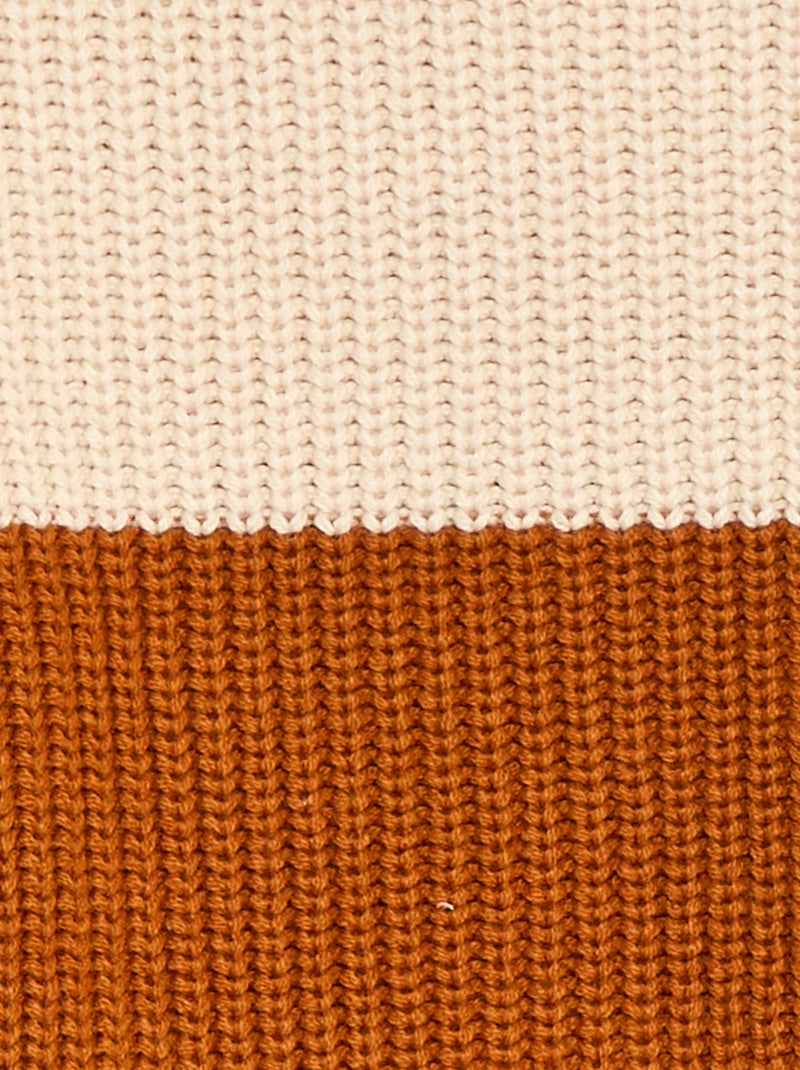 Gebreide trui met color block Biege - Kiabi