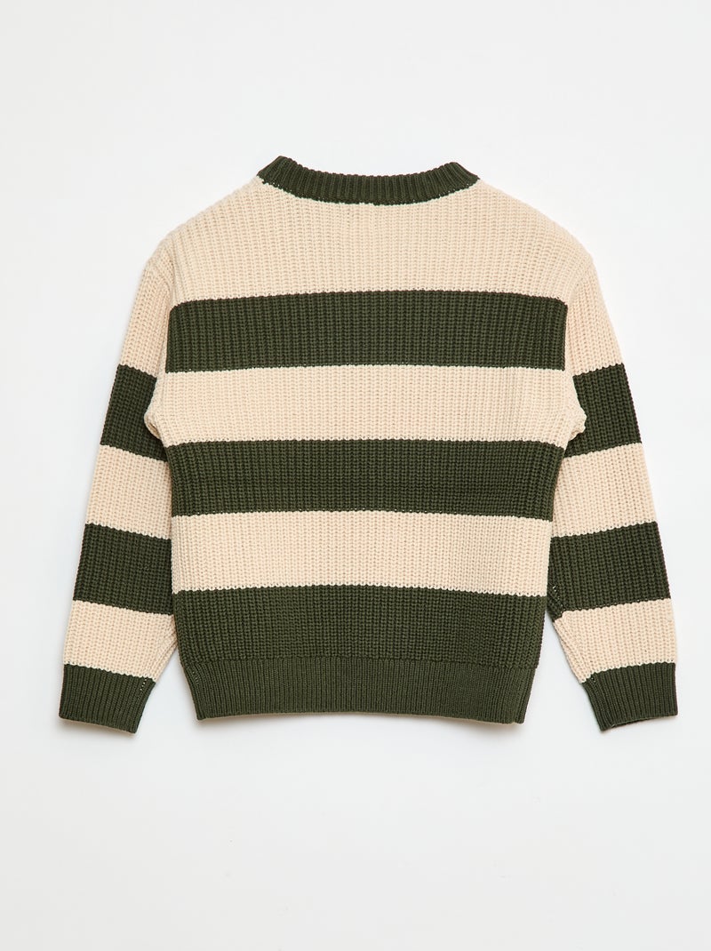 Gebreide trui met color block Groen - Kiabi