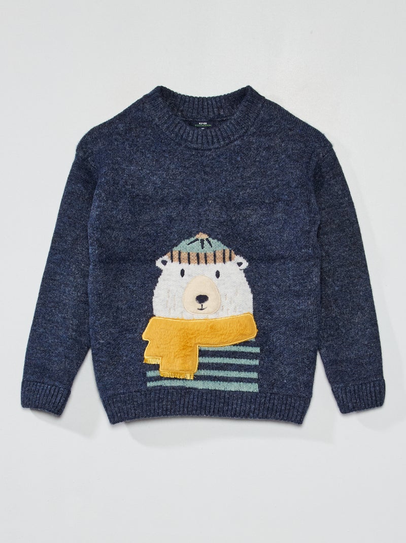 Gebreide trui met dierenfantasie BLAUW - Kiabi