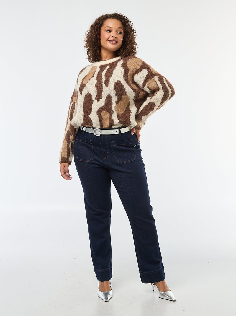 Gebreide trui met dierenhuidpatroon Wit - Kiabi