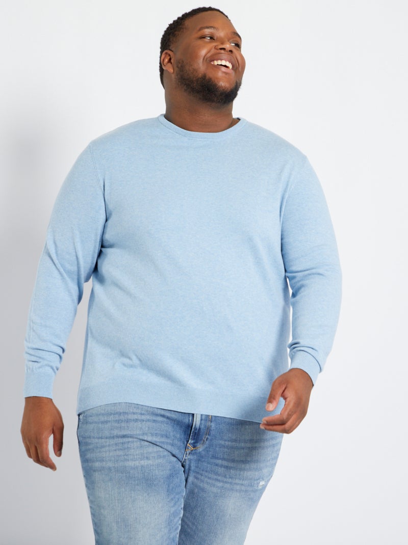 Gebreide trui met fijne jerseysteek BLAUW - Kiabi