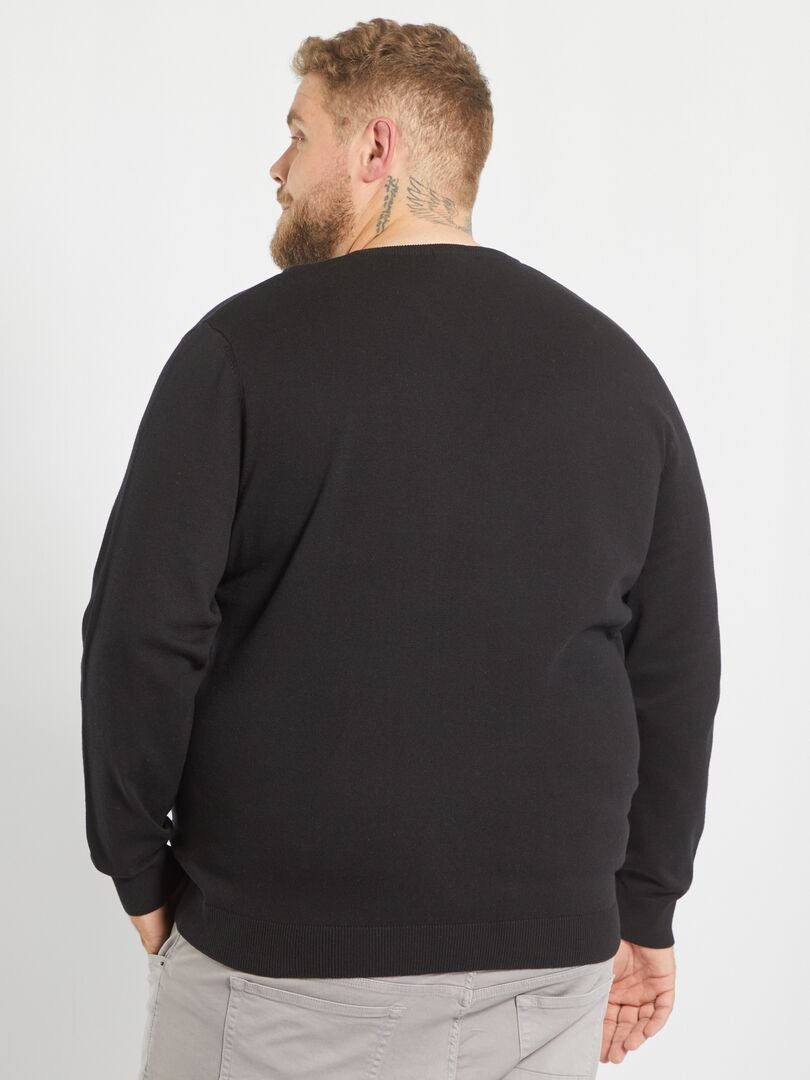 Gebreide trui met fijne jerseysteek zwart - Kiabi