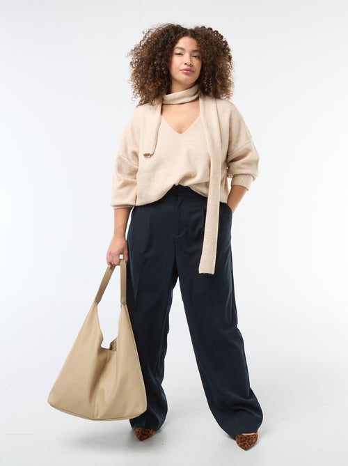 Gebreide trui met geïntegreerde sjaal - Kiabi