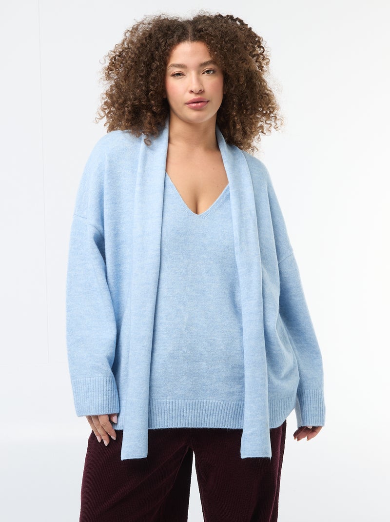 Gebreide trui met geïntegreerde sjaal Blauw - Kiabi