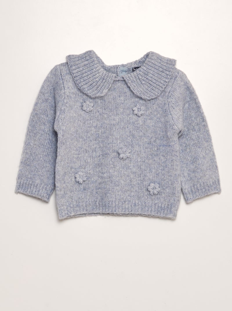 Gebreide trui met grote kraag BLAUW - Kiabi