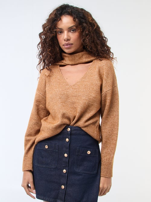 Gebreide trui met grove sjaal - Kiabi