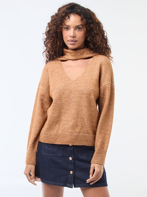 Gebreide trui met grove sjaal - Kiabi