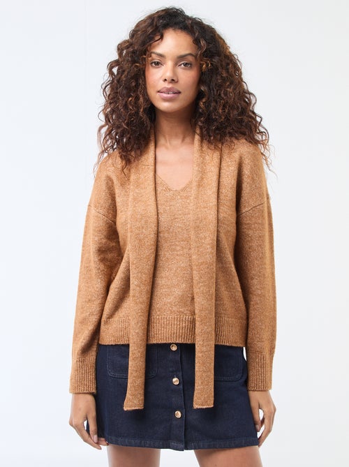 Gebreide trui met grove sjaal - Kiabi