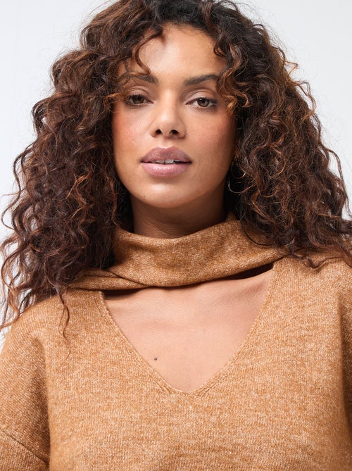 Gebreide trui met grove sjaal - Kiabi