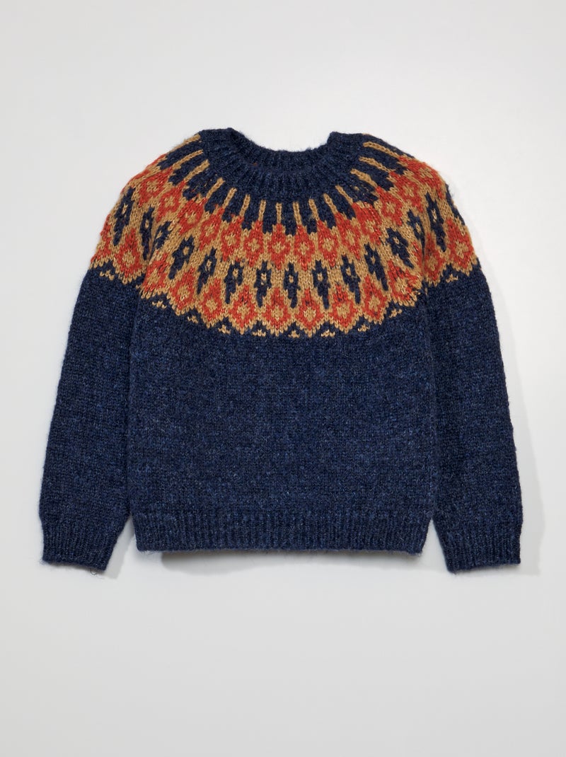 Gebreide trui met jacquardmotief BLAUW - Kiabi