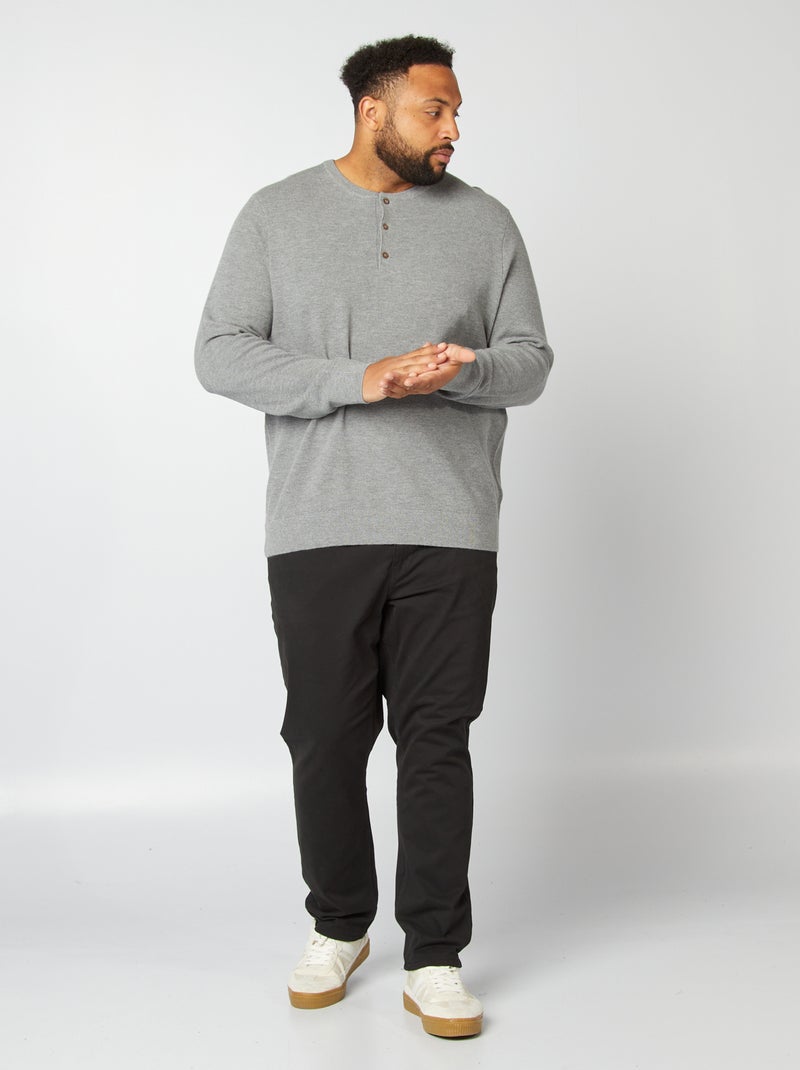 Gebreide trui met knoopjes aan de hals GRIJS - Kiabi