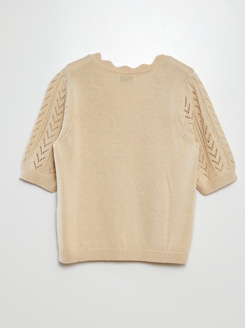 Gebreide trui met korte mouw en V-hals | 'JDY' - Kiabi