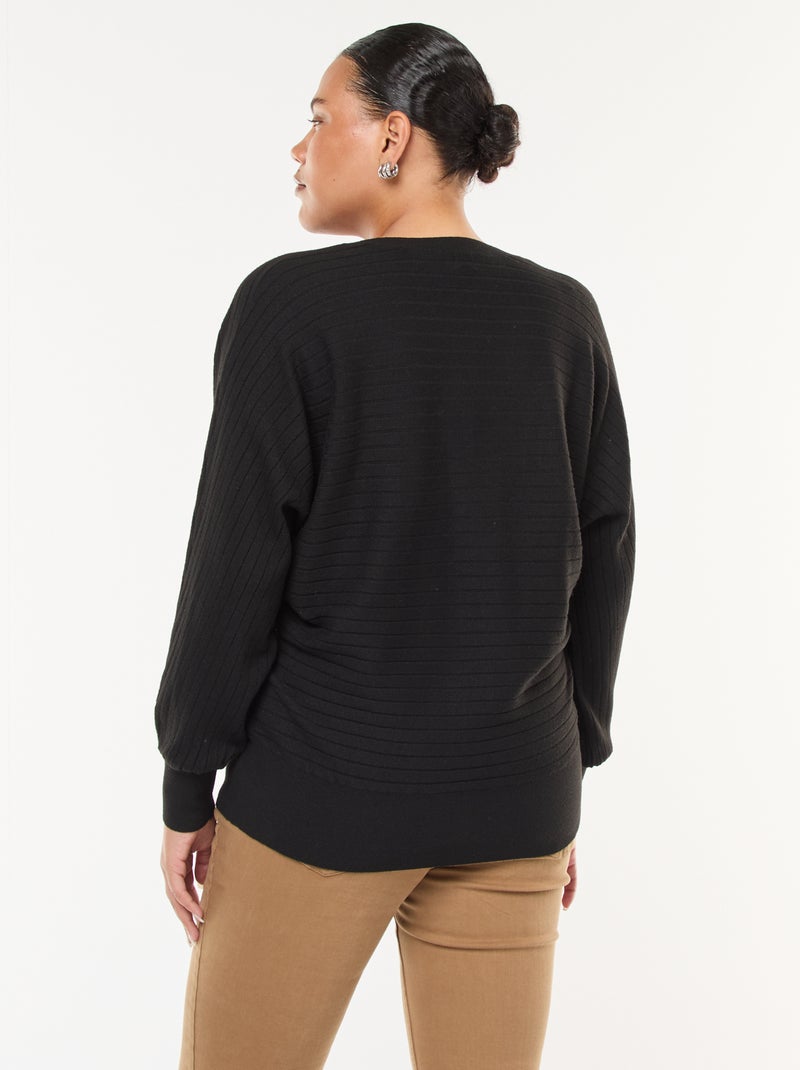 Gebreide trui met ribbelpatroon zwart - Kiabi