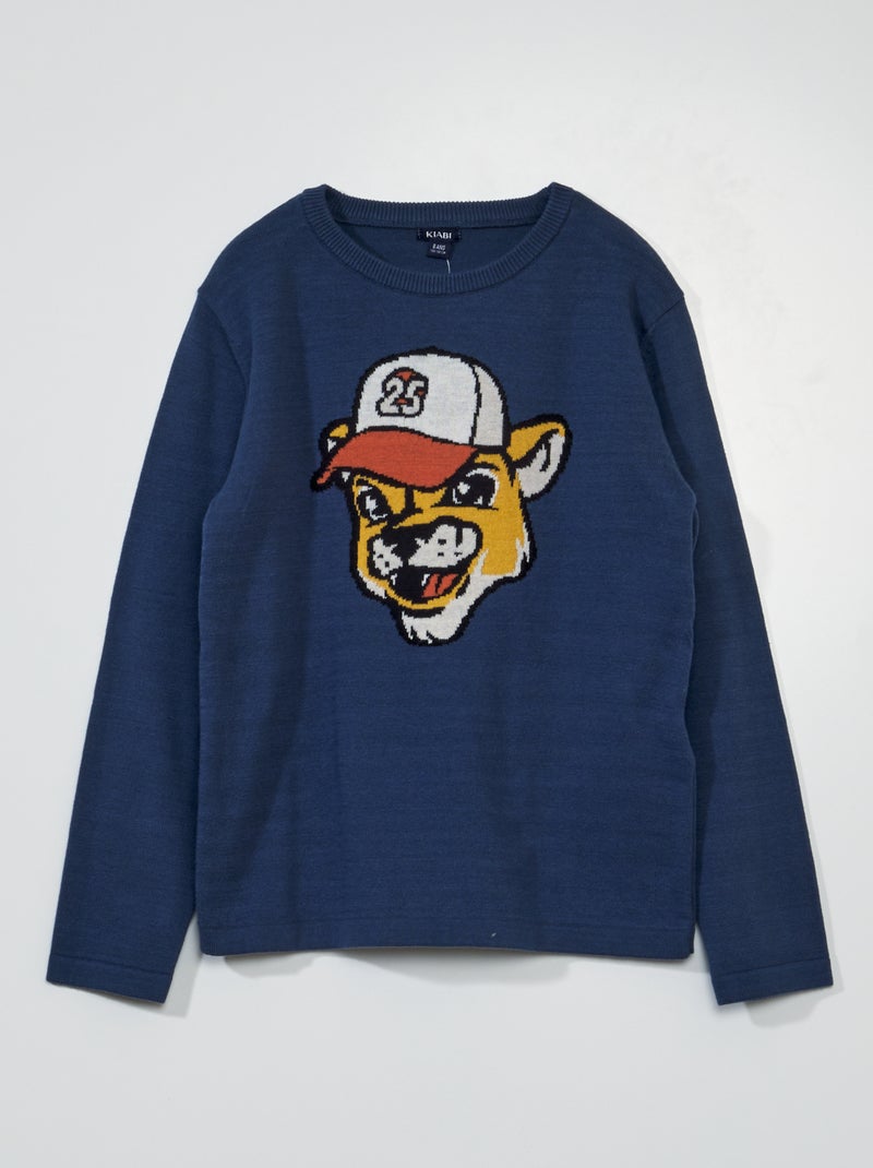 Gebreide trui met ronde hals BLAUW - Kiabi
