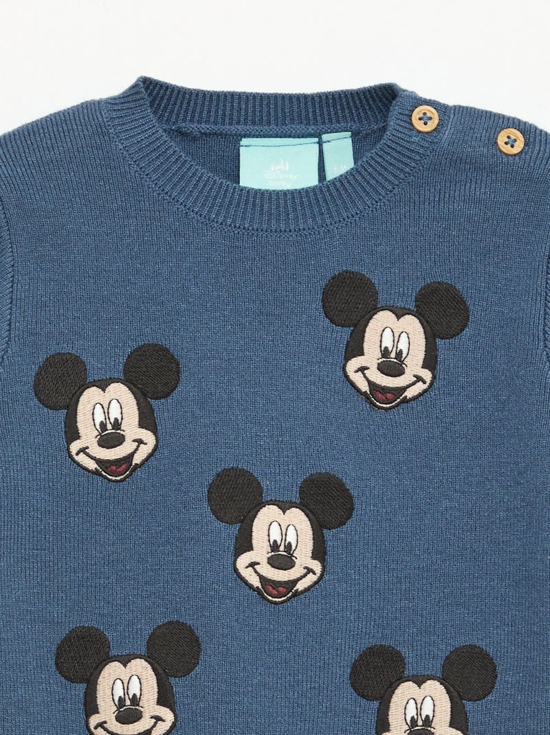 Gebreide trui met ronde hals 'Disney' 'Mickey' Blauw - Kiabi