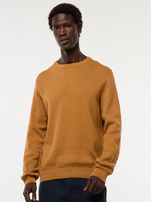 Gebreide trui met ronde hals en fantasiepatroontje - Kiabi