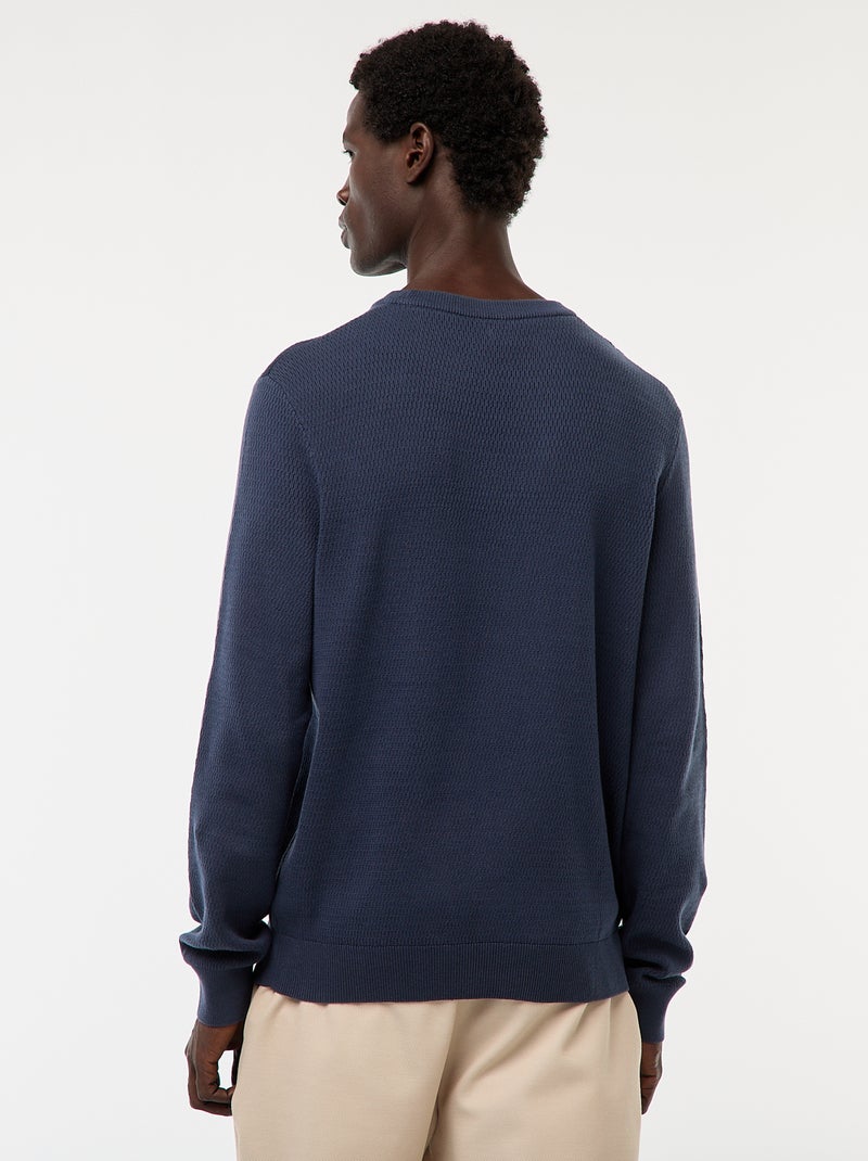 Gebreide trui met ronde hals en fantasiepatroontje Blauw - Kiabi