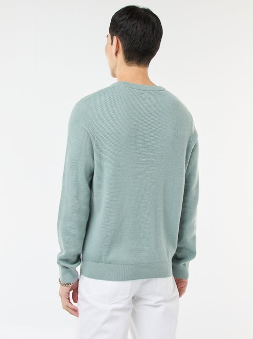 Gebreide trui met ronde hals en fantasiepatroontje - Kiabi