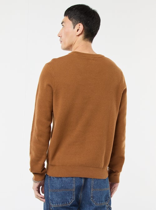 Gebreide trui met ronde hals en fantasiepatroontje - Kiabi