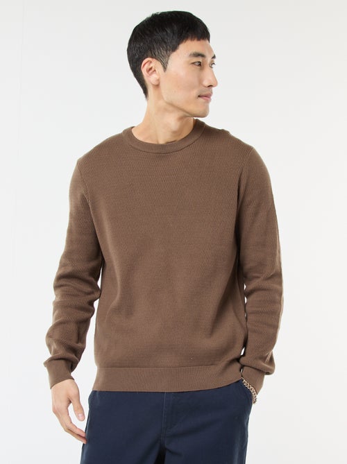 Gebreide trui met ronde hals en fantasiepatroontje - Kiabi