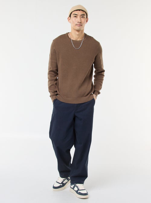 Gebreide trui met ronde hals en fantasiepatroontje - Kiabi