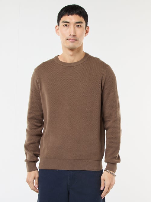 Gebreide trui met ronde hals en fantasiepatroontje - Kiabi