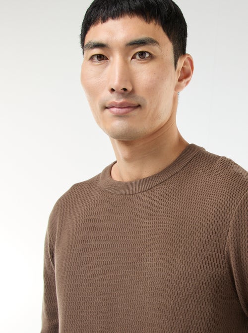 Gebreide trui met ronde hals en fantasiepatroontje - Kiabi